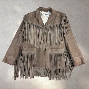 Vintage Vakko Suede Leather Fringe Jacket Women's 9/10 70s Western Hippie Boho